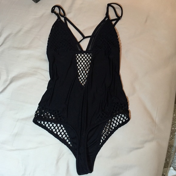 Black one piece bathing suit