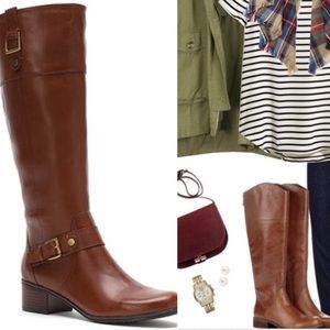 Brand new Bandolino wide calf tan boots!