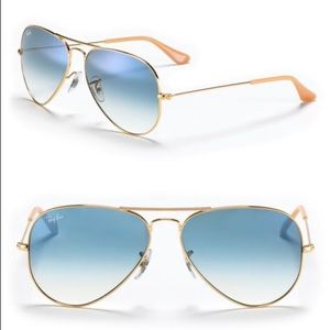 NEW RAY BAN AVIATORS light blue gradient with gold