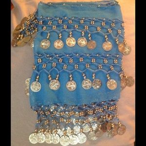 Turquoise & Gold handmade belly dancing scarf