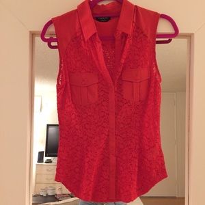 Floral patterned red collared tank from Bebe