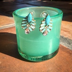 Glamorous Blue, Green Sparkly Earrings