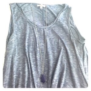 Francesca's Tear Drop Silver Necklace in Navy NWOT