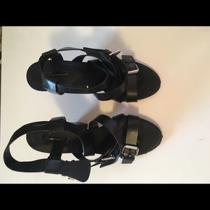 Topshop black strappy sandal heels