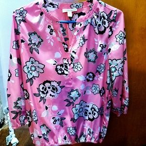 Dana Buchman pink floral print blouse