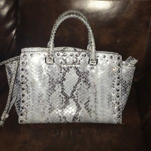 Michael Kors Blue Python print Large Purse