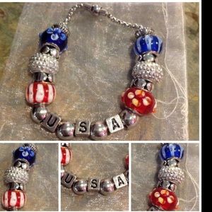 USA Murano bead charm bracelet