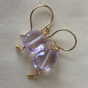 Authentic Amethyst Earrings on 14k Gold