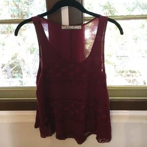 Maroon lace tank top