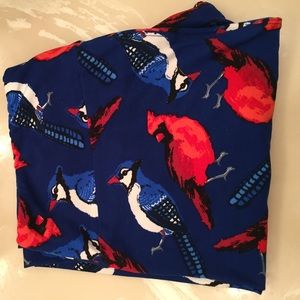 LulaRoe TC leggings Blue/Red Birds.