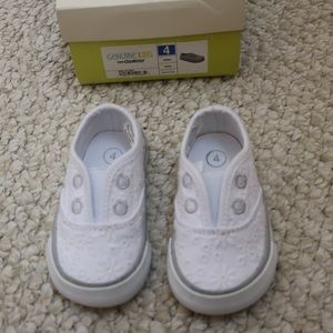 White Slip On Sneakers, Baby/Toddler Girl, Size 4