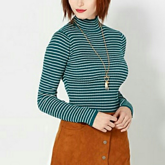 Rue21 Sweaters - NEW Teal Green White Striped Mockneck Longsleeve X Rue21 Sweaters - NEW Teal Green White Striped Mockneck Longsleeve X