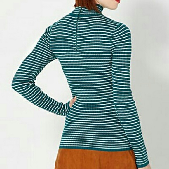 Rue21 Sweaters - NEW Teal Green White Striped Mockneck Longsleeve X Rue21 Sweaters - NEW Teal Green White Striped Mockneck Longsleeve X