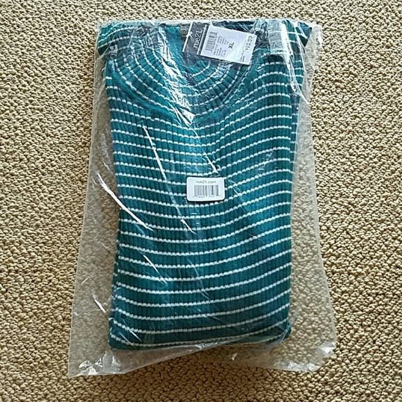 Rue21 Sweaters - NEW Teal Green White Striped Mockneck Longsleeve X Rue21 Sweaters - NEW Teal Green White Striped Mockneck Longsleeve X