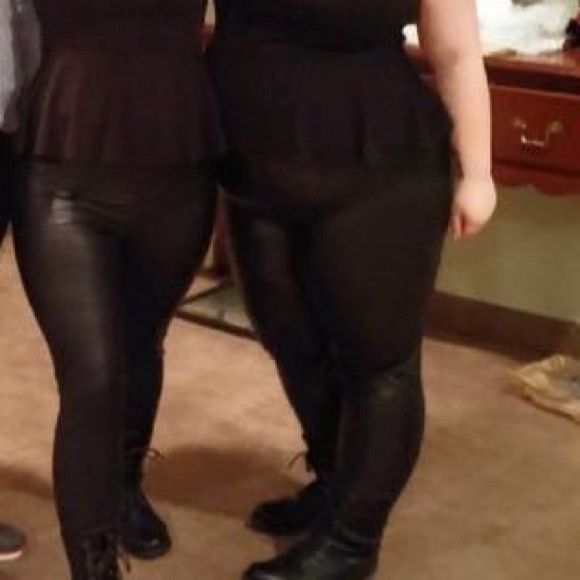 Liquid leather leggings