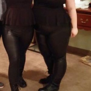 Liquid leather leggings