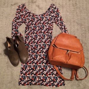 Fall Floral Long Sleeve Mini Dress