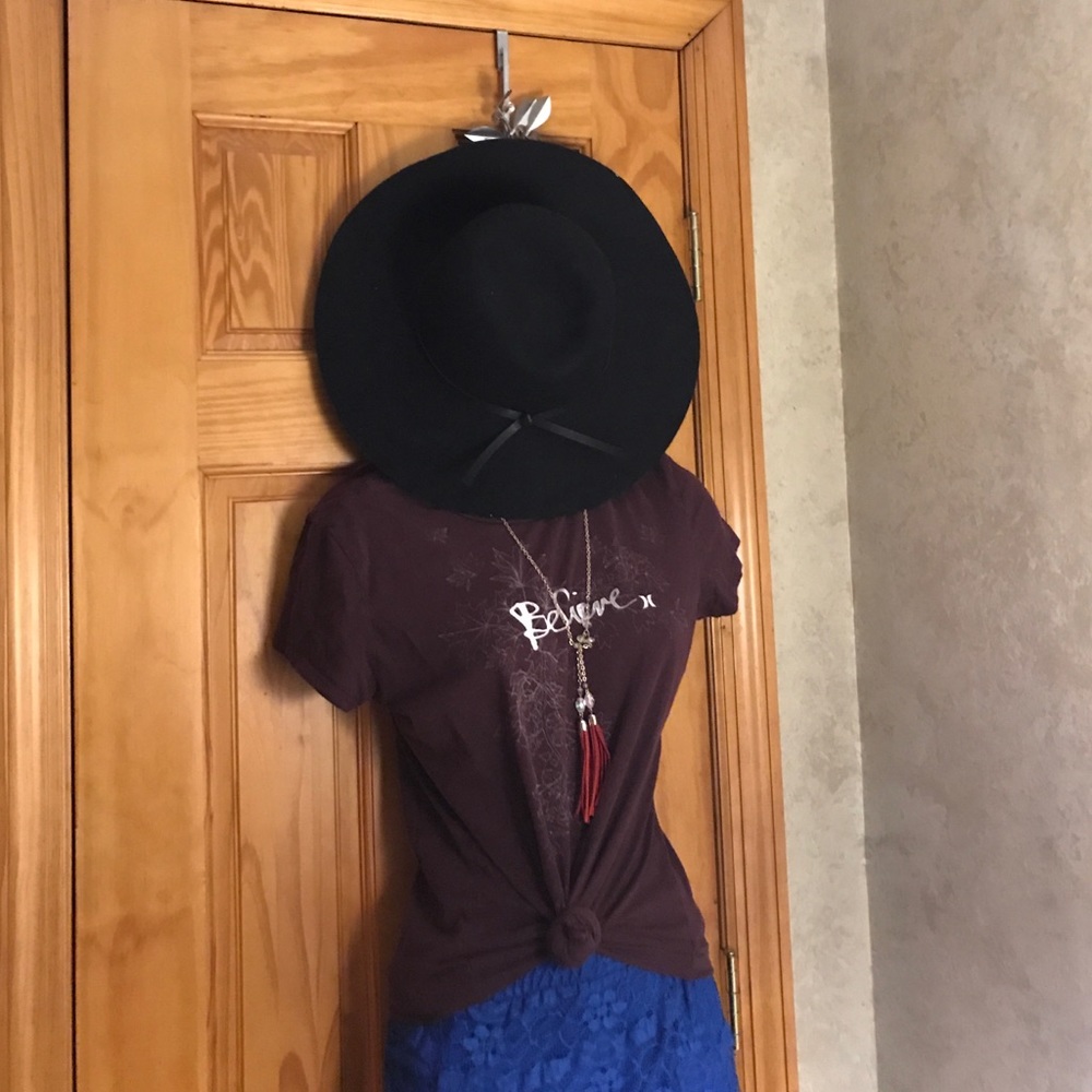 Brown Vegan Suede Floppy Hat with Black Bow 💜💜🌸 - Picture 3 of 3