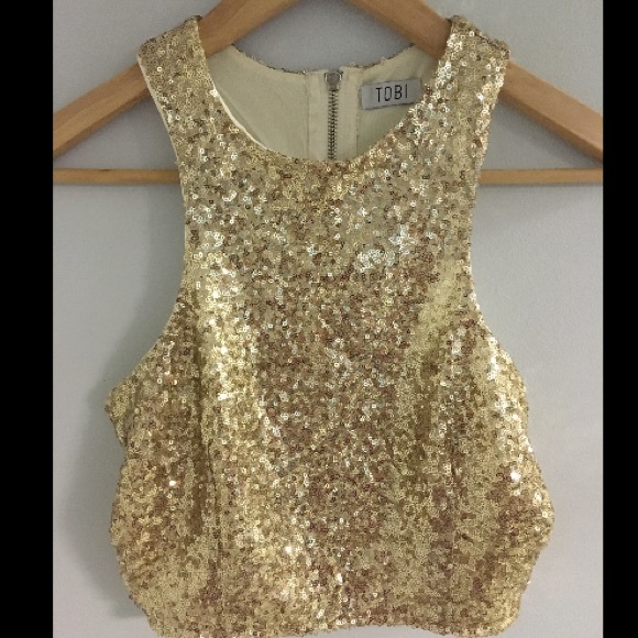Gold Sequins Crop Top