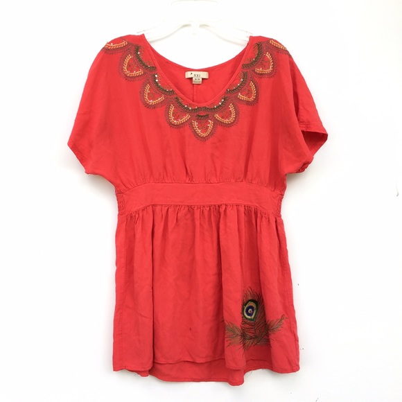 Tops - Orange-Red Tunic