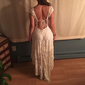 Open-back High-Low Lace Dress