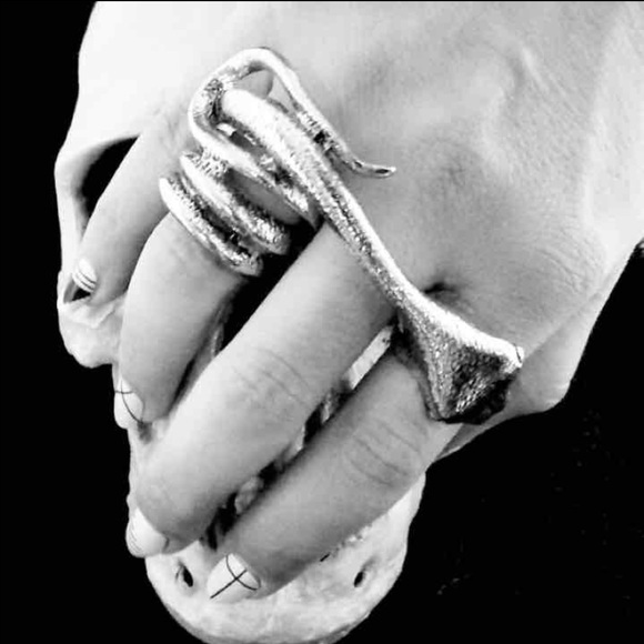 Large 2-Finger Silver Snake Ring