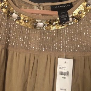 Champaign colored beaded neck dress. Never worn.