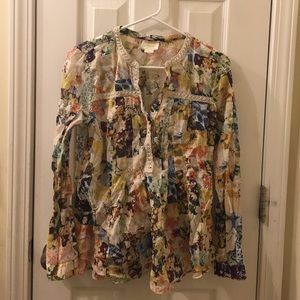 Long sleeve floral print shirt from anthropologie