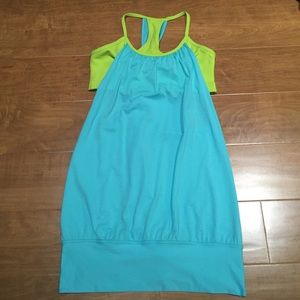 Lululemon Aqua/Split Pea No Limits Tank Size 4