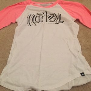 Hurley White and pink long sleeve t shirt