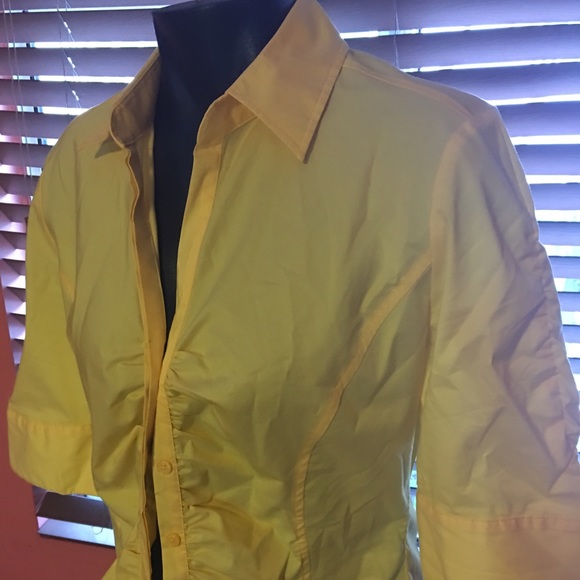 NY&C wear to work 3/4 sleeve button shirt-yellow M - Picture 1 of 3