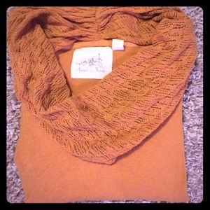 Mustard yellow Anthropologie cowl neck sweater, M