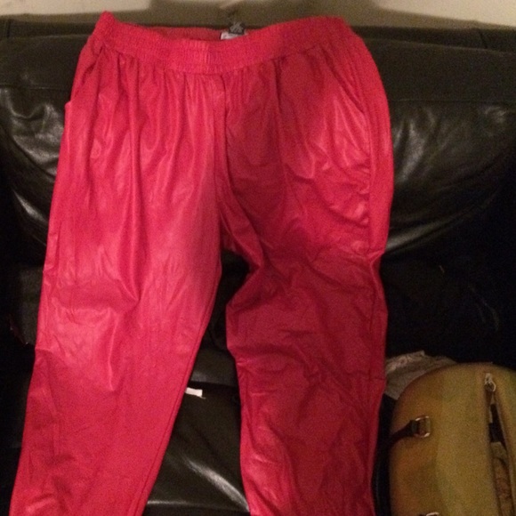 Red Leather Joggers