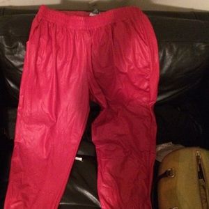 Red Leather Joggers