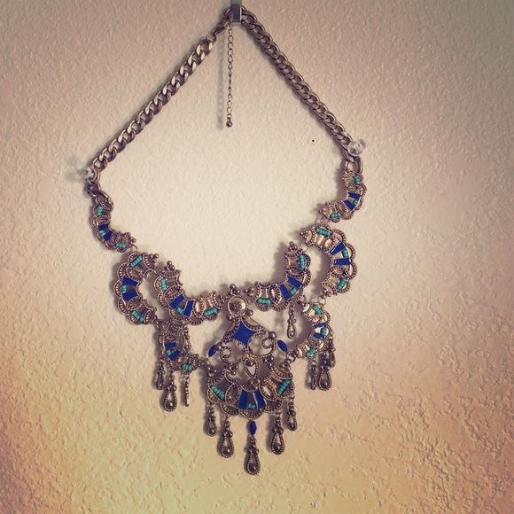 ASOS Tiered Gold, Blue, & Turquoise Necklace