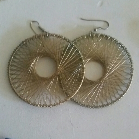 Gold tone woven metal hoops