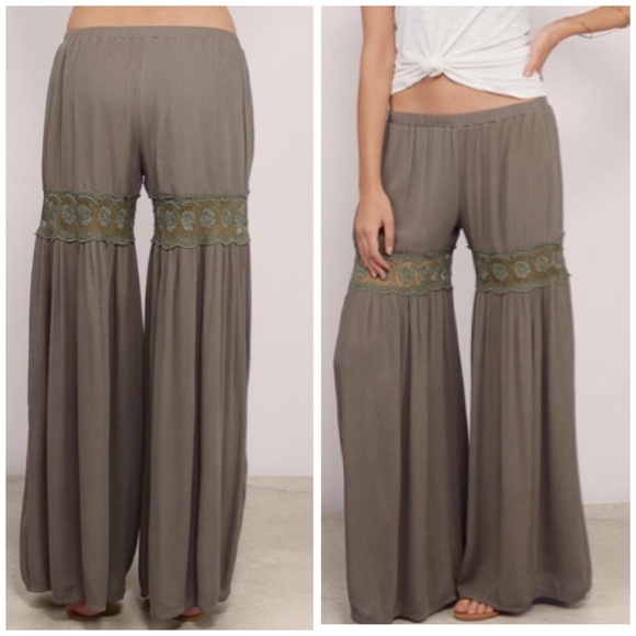 WIDE LEG WITH OPEN LACE INLAY PANTS - Picture 3 of 6