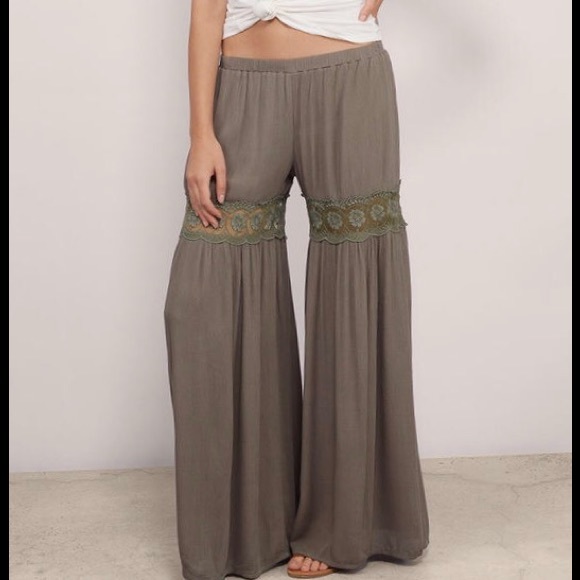 WIDE LEG WITH OPEN LACE INLAY PANTS - Picture 2 of 6