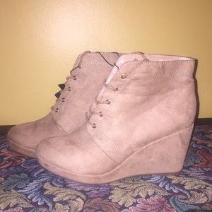 Suede Wedge Booties