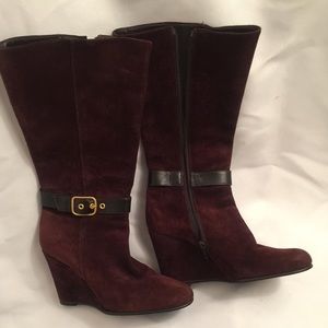 Vintage Coach BROWN suede wedge boots