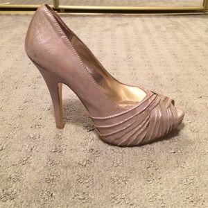 Champagne peep toe heels