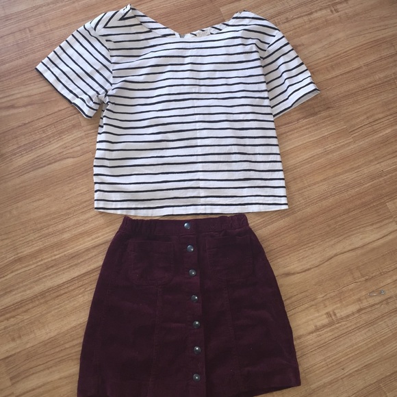 Burgundy corduroy skirt from Brandy Melville