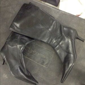 Black leather spiked boots