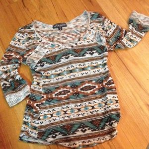 Almost Famous Aztec C-thru bronze/green/white knit