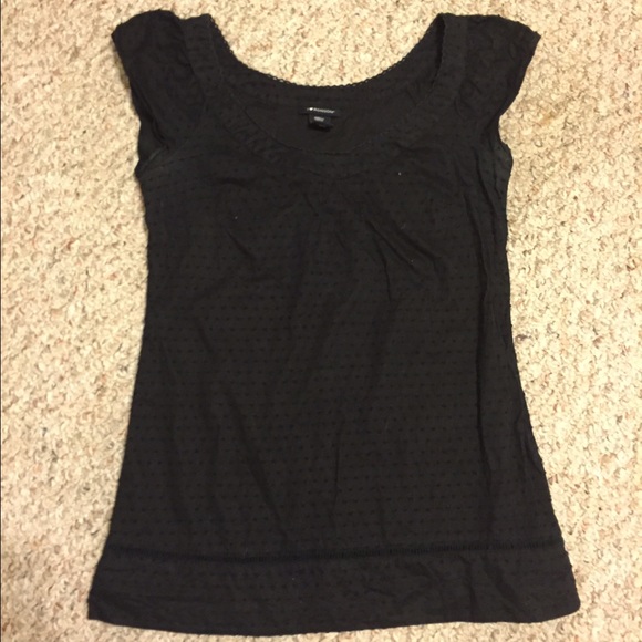 Black Swiss dot blouse