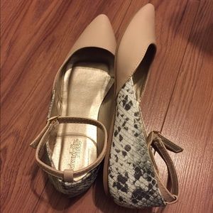 Nude Snakeskin Flats
