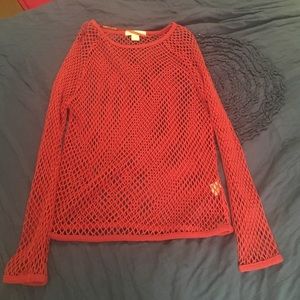 Orange fishnet shirt