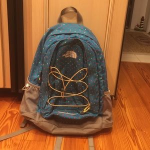 north face polka dot backpack