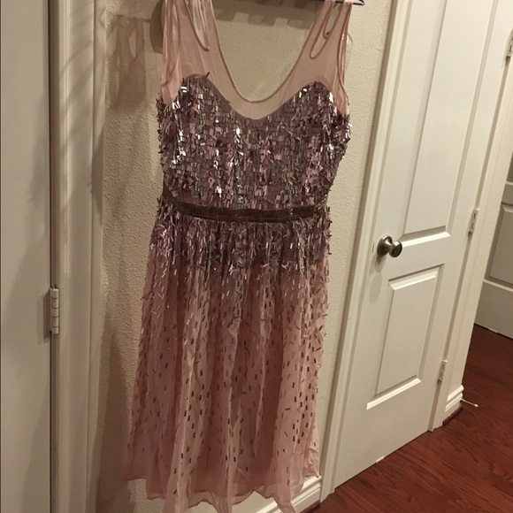 French Connection Pink Sequin Midi Dress - Picture 2 of 4