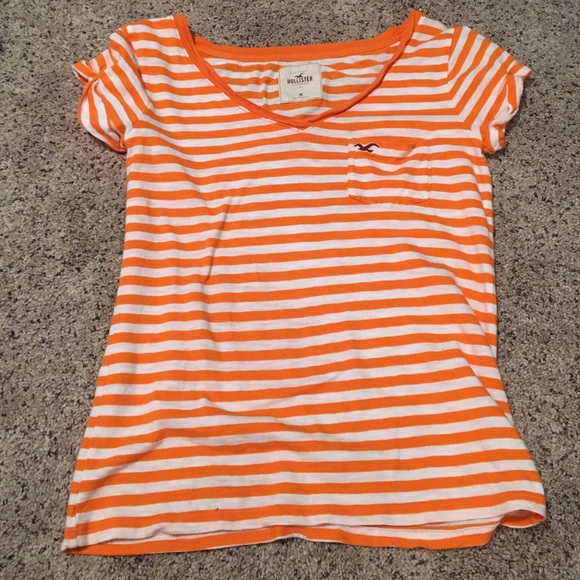 Short sleeve orange and white shirt from hollister - Picture 1 of 4